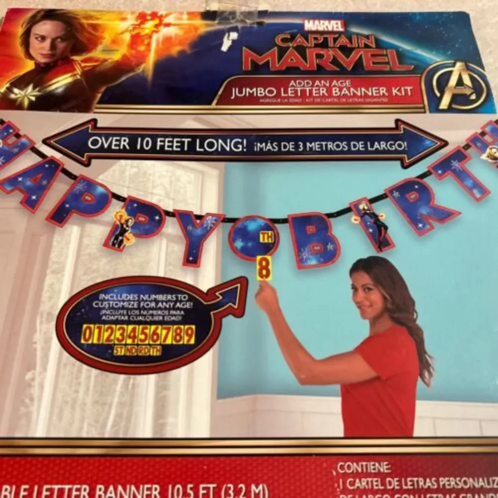 CAPTAIN MARVEL JUMBO LETTER BANNER KIT ~ Birthday Party Supplies Decoration Blue